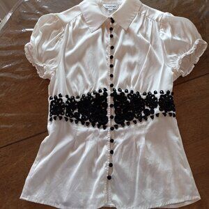 Vintage BEBE white silk blouse